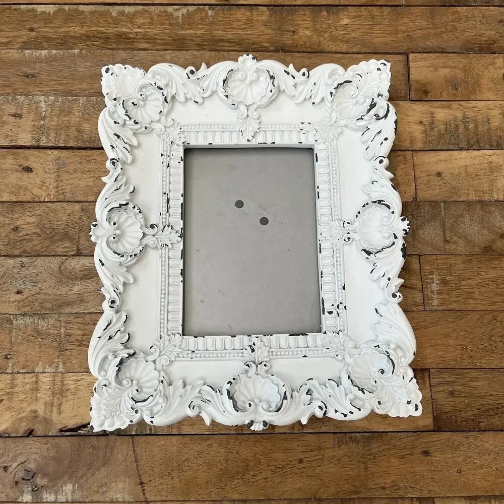 White Ornate Picture Frame 4.5 x 6.5 in Heavily Distressed Baroque Hobby Lobby